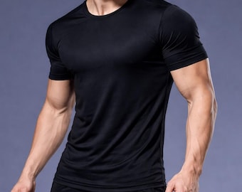 Camiseta deportiva para hombre, camiseta de gimnasio que absorbe la humedad, top de entrenamiento ajustado