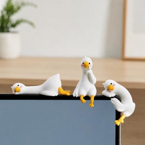 Kawaii Gåsfigur: Mini Ankastaty, Skrivbordsdekoration i Cottagecore, Djurprydnad, Tillbehör till Feträdgården