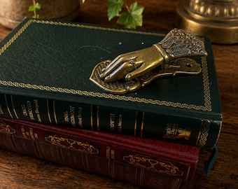 Vintage Brass Hand Clip Bookmark, Gothic Victorian Page Holder, Antique Desk Decor