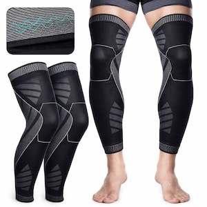 Black Compression Knee Sleeves for Running Gym Workout Support Anti Slip