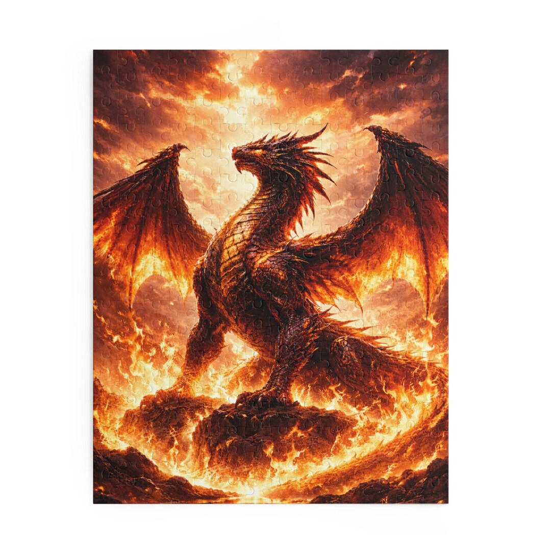 Awakened Flame Dragon Wall Art - Epic Fire Dragon Fantasy Print ...