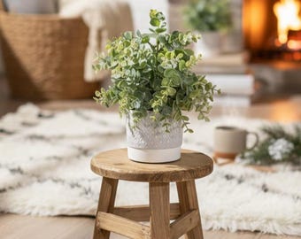 Mini sgabello rialzato in legno, espositore per decorazioni rustiche in stile fattoria
