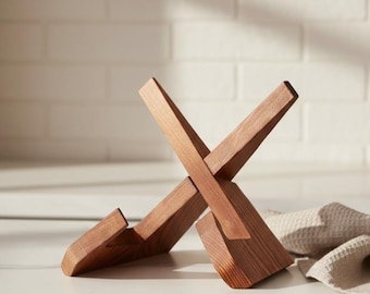 Minimalist Wooden Cookbook Stand, Recipe Book Holder, Kitchen Decor