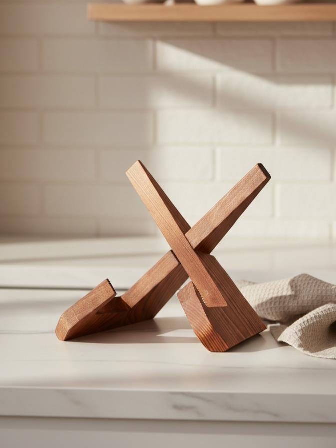 PUERSI Supporto di Legno per Libro di Cucina, Supporti per Ricette, Supporto Libri Regolabile, Supporti per Tablet, Mensole da Parete, Arredamento