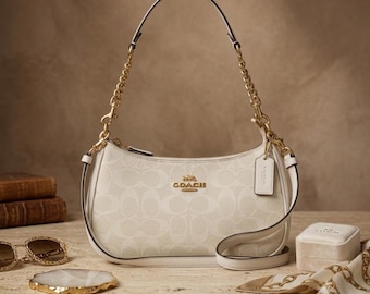 NWT COACH Teri Shoulder Bag 2Way Canvas CA548 White Smooth Leather
