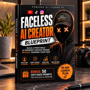 Claude AI Ansiktslös Skaparplan AI Influencer Guide Ansiktslöst YouTube-innehåll 100 Prompts Pack Inkluderad Digital Nedladdning