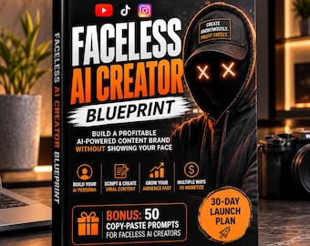 Claude AI Faceless Creator Blueprint AI Influencer Guide Faceless YouTube Content 100 Prompts Pack Included Digital Download