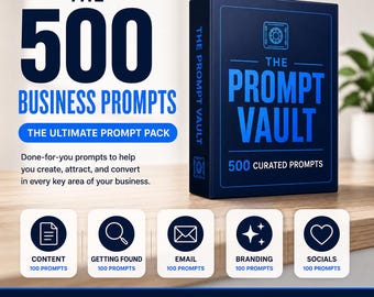 Prompt Vault 500 AI Prompts Business Bundle Content Email SEO Branding Social Media Marketing Pack PDF Digital Download