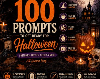 100 Prompts for Halloween Costumes Party Decor Recipes Etsy Sales Digital Prompt Guide Instant Download
