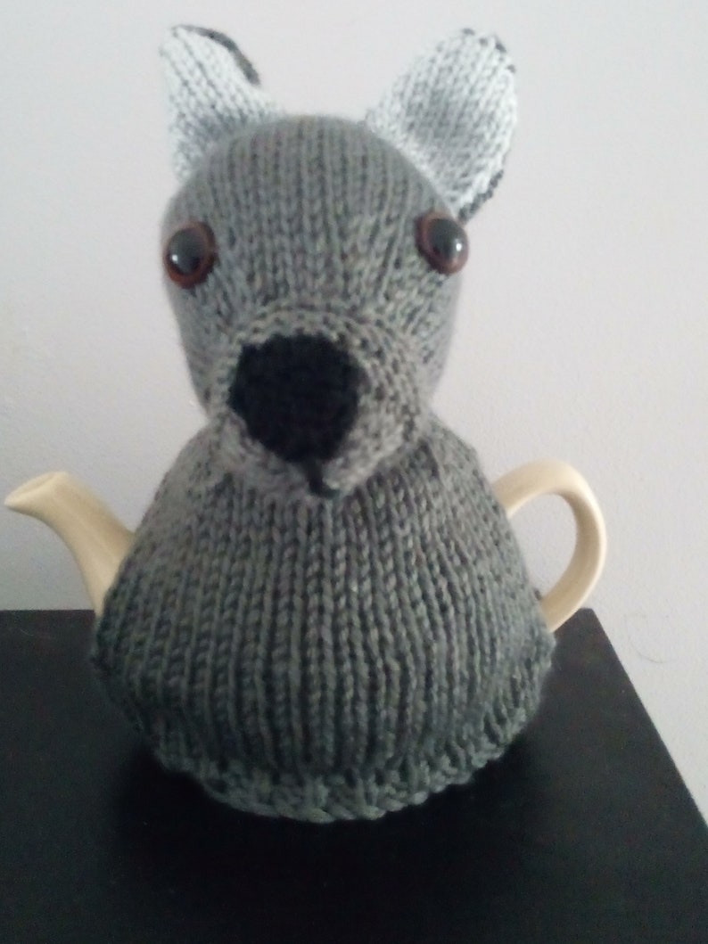 French Bulldog Hand Knitted Tea Cosy to fit small 2 cup tea pot