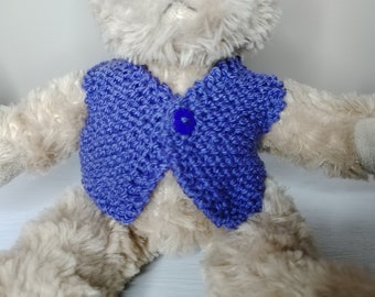 Teddy Bear Waistcoat - Hand knitted - Purple - fits 8 - 9 inch bear