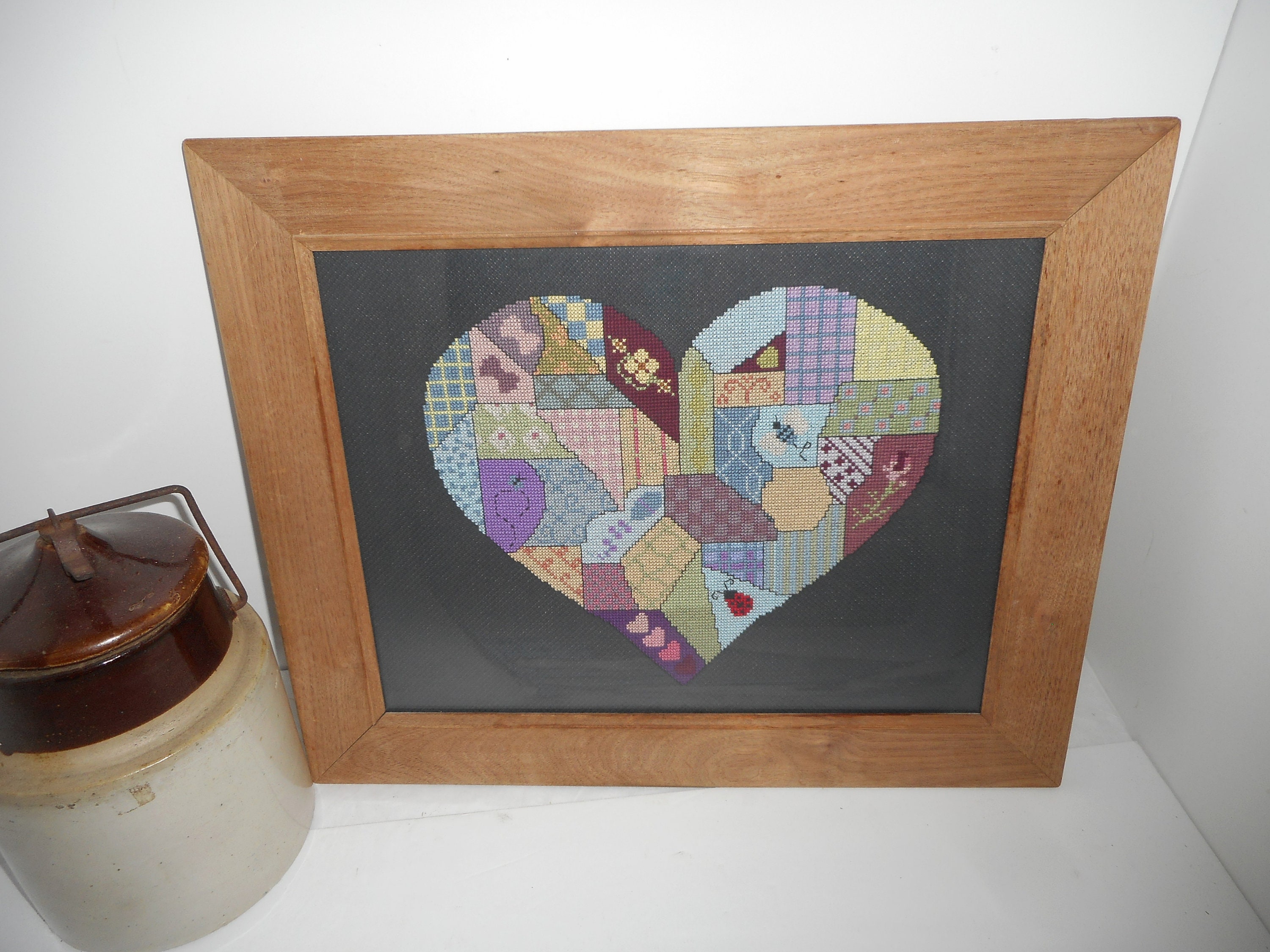 Framed Cross Stitch Crossstitch Art Crossstitch HeartGift Etsy