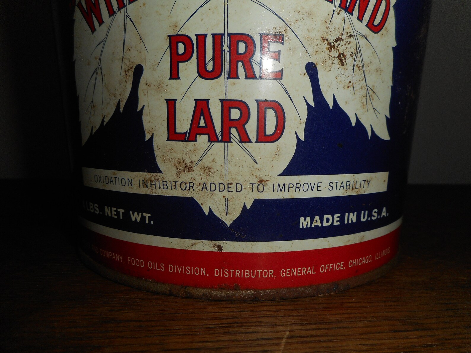 Lard Can Whiteleaf Lard Vintage Food Storage Red White Etsy