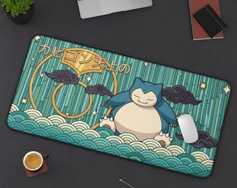 Personalisierte Snorlax Schreibtischmatte | Schlafende Pokemon Spielmatte | Path-Blocker XL Gaming Mousepad für Anime Liebhaber