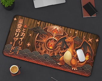 Infernal Charizard Feuerdrache Schreibtischmatte | Legendäres Flammen Pokemon XL Mousepad | Anime Feuer-Typ Krabbeldecke