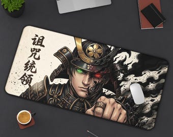 Cursed Samurai Schreibtischunterlage | Dark Anime Gaming Mousepad | Japanische Ronin Krabbeldecke XL Pad