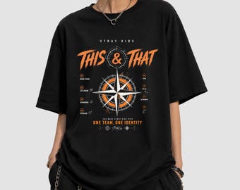 Stray Kids This & That T-Shirt, K-Pop Compass Graphic Tee, 8 Members One Team One Identity, Oversized Fan Shirt