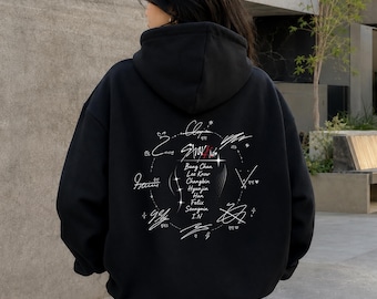 Stray Kids Signatures Hoodie, Bang Chan Lee Know Hyunjin Hoodie, SKZ Kpop Hoodie, Stray Kids Fan Gift, Kpop Streetwear