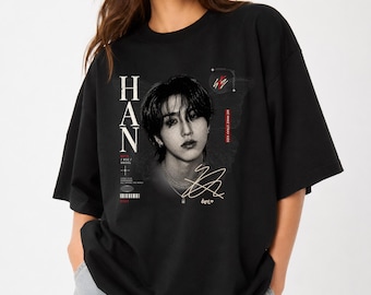 Stray Kids Han T-Shirt, Han Kpop Graphic Tee, SKZ Fan Shirt, Oversized Black Tee, Skz Fan Gift