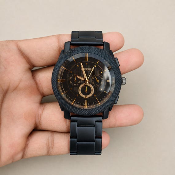 Vintage Black Stainless Steel Men's Watch, Analog Wrist Watch, Minimalist Classic Timepiece, Gift for Him