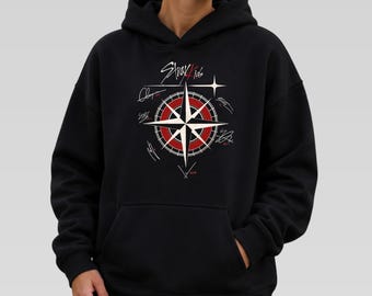 Stray Kids Compass Hoodie, SKZ Signature Graphic Sweatshirt, Bang Chan Hyunjin Felix Lee Know Changbin Han Seungmin, Unisex Gift