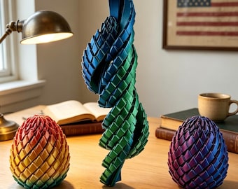 Twisty Fidget Dragon Egg,3D Printed Slippery Egg Fidget,Stress Relief Desk Fidget Toy for Adults,Gift for Women Men