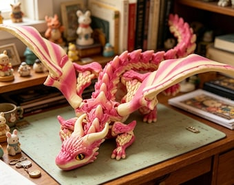 3D Printed Articulated Flying Dragon | Winged Poseable Dragon Model, Fantasy Collectible, Desk Decoration & Fidget Toy(11.8inch)