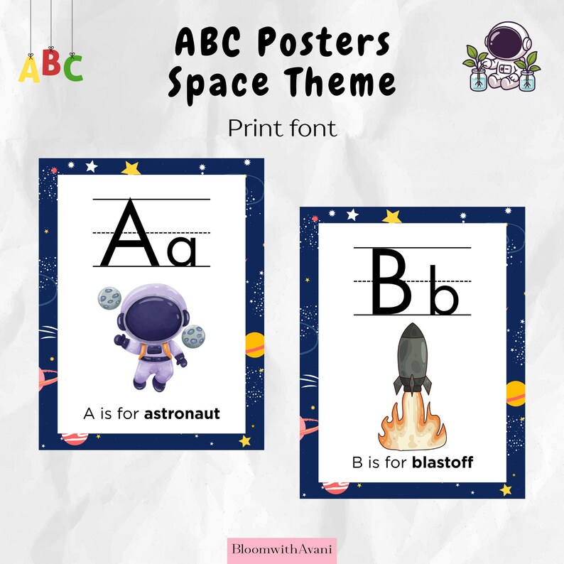 Space Alphabet Poster Printable | Solar System ABC Chart | Kids Room ...