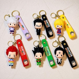 Cute Anime Inspired Keychain, Chibi Manga Bag Charm, Kawaii Resin Keyring with Strap, Unisex Backpack Accessory, Otaku Gift, Party Favor