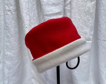 Red and Ivory Fleece Hat, Roll Brim Hat, Soft and Warm Hat, Ivory Hat, Red, Hat, Fleece Hat, Winter Hat