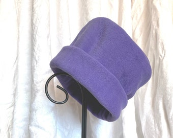 Lavender Fleece Hat, Roll Brim Hat, Fleece Hat, Soft and Warm Hat. Winter Hat, Purple Hat