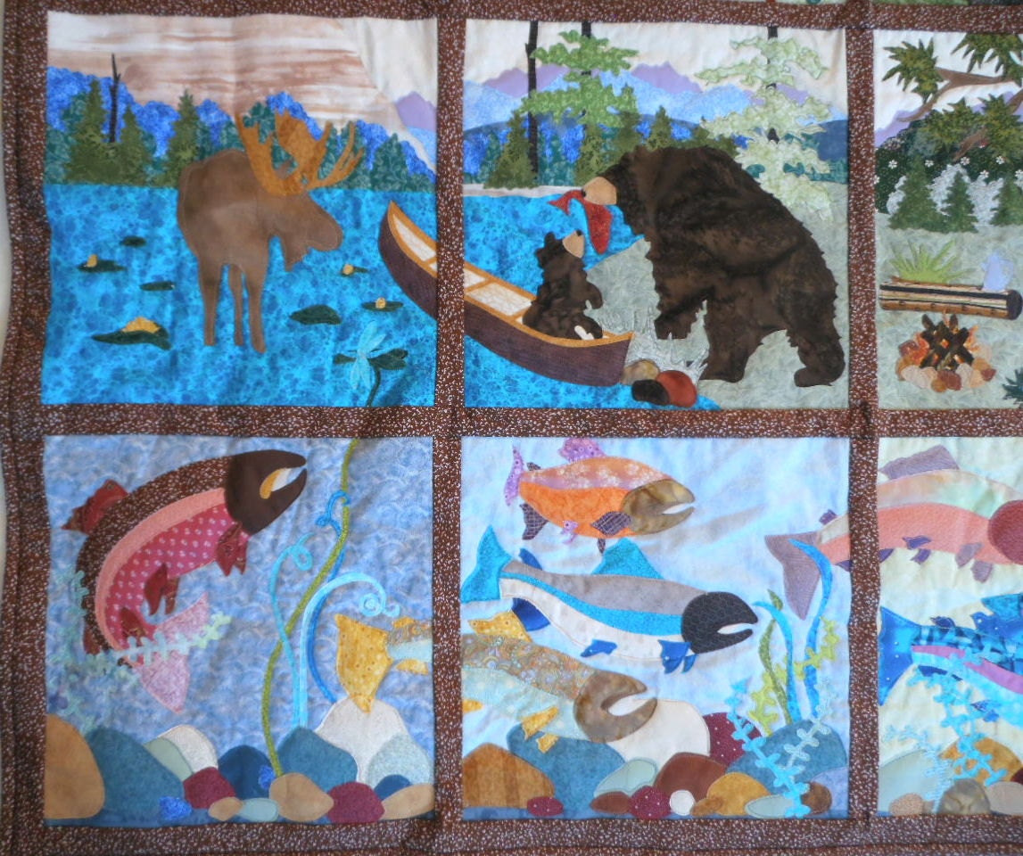 Applique Art Quilt, Alaska Wildlife Quilt, Alaska Applique Quilt
