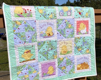 Babykuikenquilt, babyquilt, peepquilt, kinderquilt