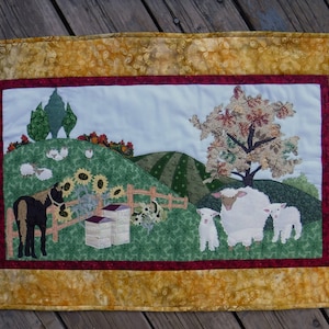 The Hills are Alive Applique Quilt, McKenna Ryan Back on the Farm, Applique Art Quilt, Quilted Wall Hanging, Applique Wall Art