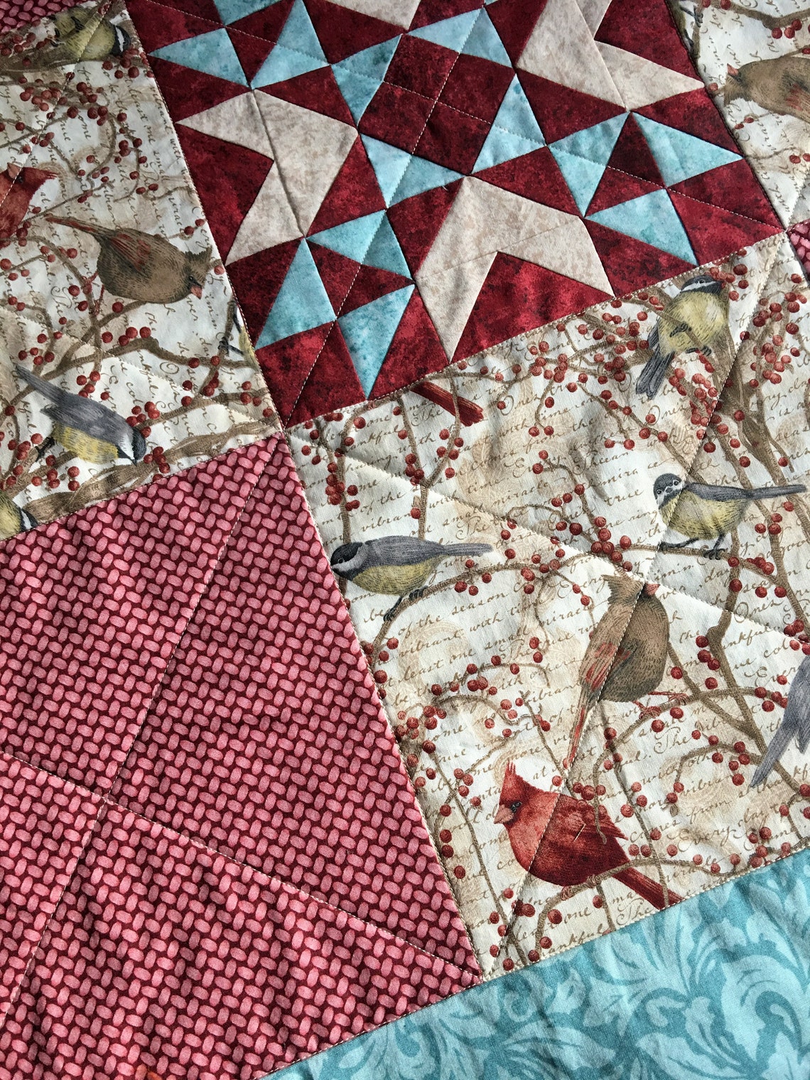 Bird Table Topper Kitchen Table Topper 9 Patch Table Topper Etsy