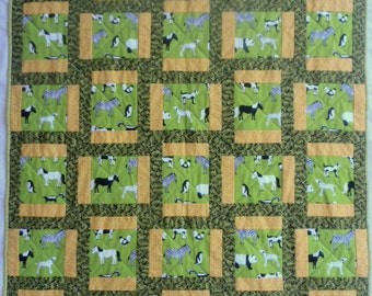 Animal Quilt, Green Quilt, Yellow Quilt, Barnyard Animal Quilt, Panda Quilt, Penguin Quilt, Zebra Quilt, Dog Quilt