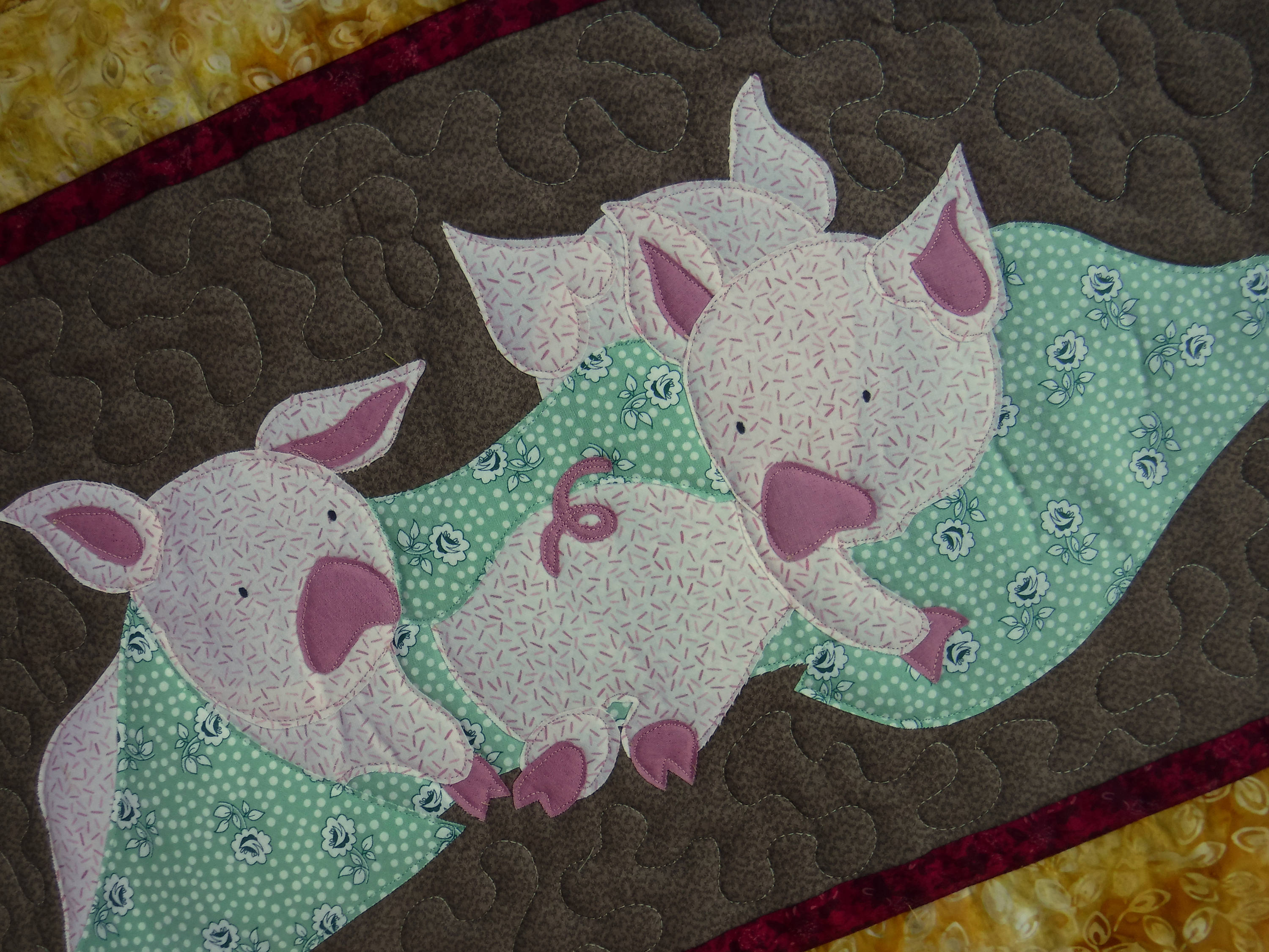 Pigs in a Blanket Applique Quilt Quilted Wall Hanging Etsy