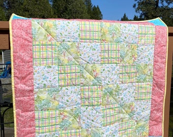 Fox Quilt, Baby Quilt, Plaid Quilt, Child's Patchwork Quilt