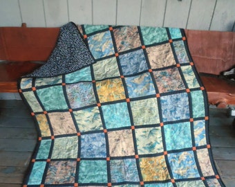 Wildlife Batik Quilt, Alaska Wildlife Quilt, Batik Patchwork Quilt, Multicolor Quilt