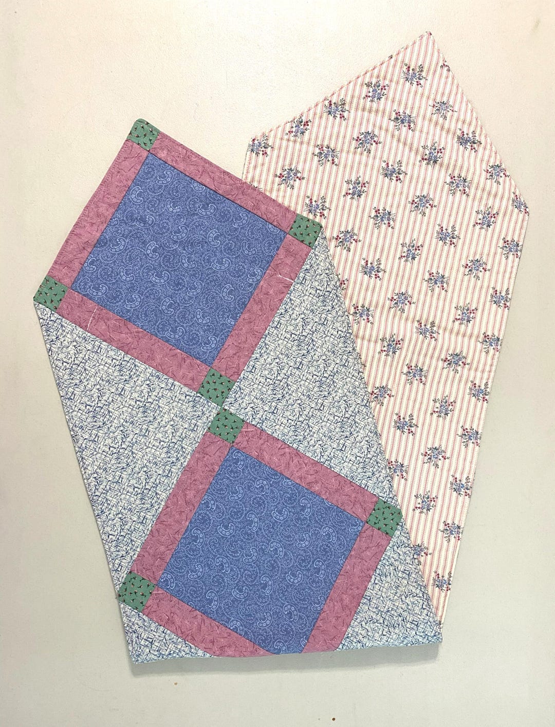 Victorian Inspired Quilted Table Runner, Blue, Rose, Floral - Etsy
