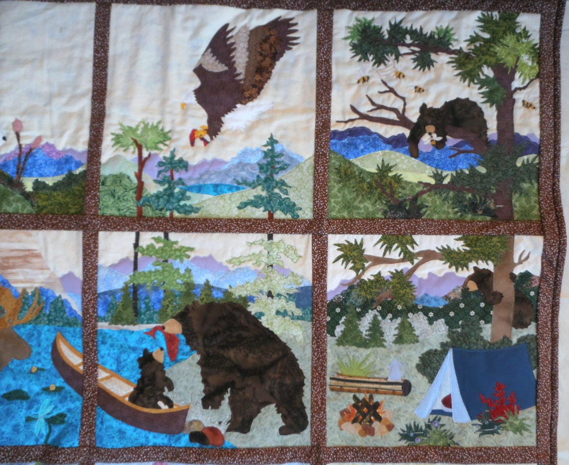 Applique Art Quilt, Alaska Wildlife Quilt, Alaska Applique Quilt