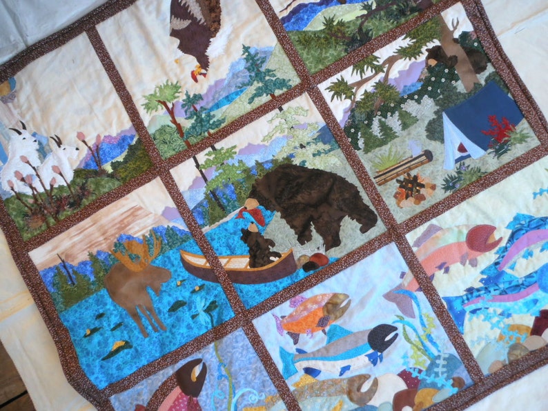 Applique Art Quilt, Alaska Wildlife Quilt, Alaska Applique Quilt