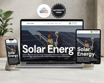 Sonnenenergie Website Vorlage | Figma Design | Responsive Solar Company Website UI Kit