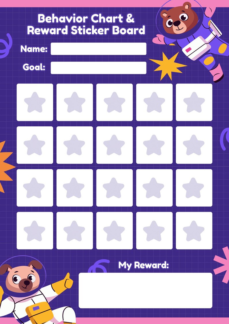 Kids Reward Chart Printable | Positive Behavior Tracker (digital ...