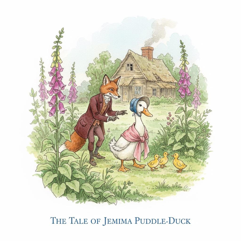 Jemima Puddle-duck Watercolor Art Print, Vintage Nursery Decor - Etsy