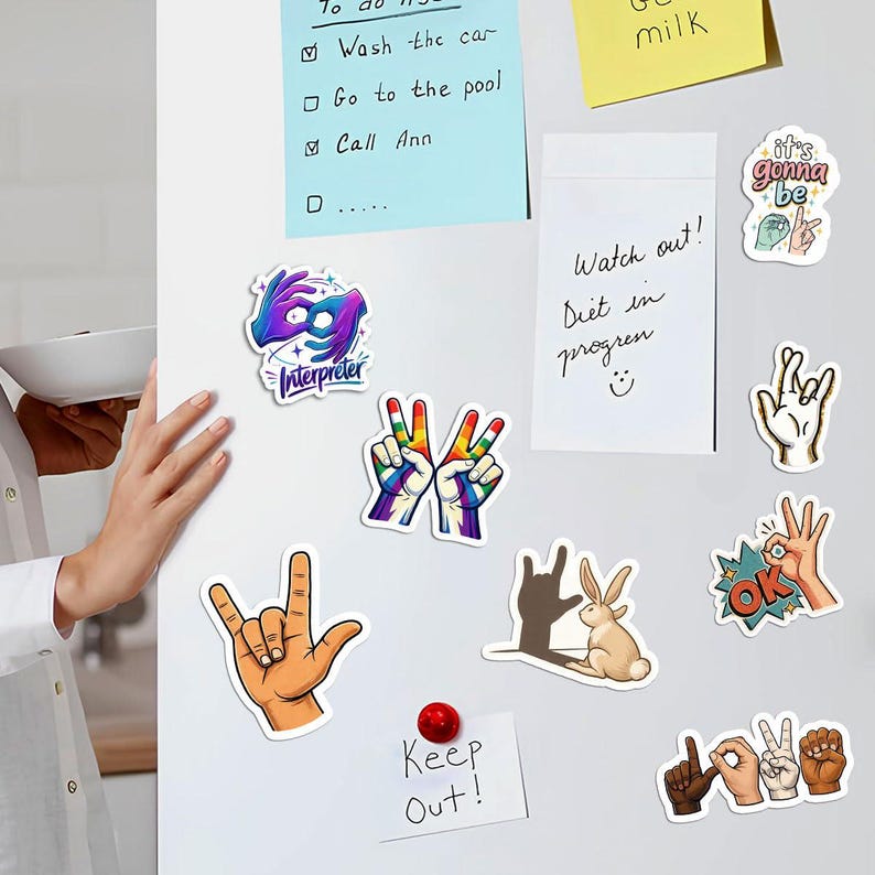 10pcs Sign Language Stickers Alphabet, ASL Stickers for Water Bottle ...