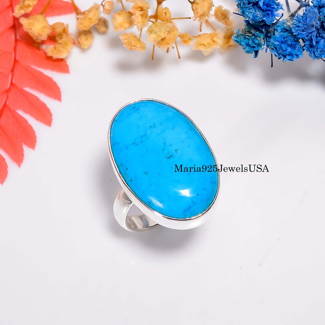 Sleeping Beauty Turquoise 925 Silver Ring | Handmade Statement Jewelry ...