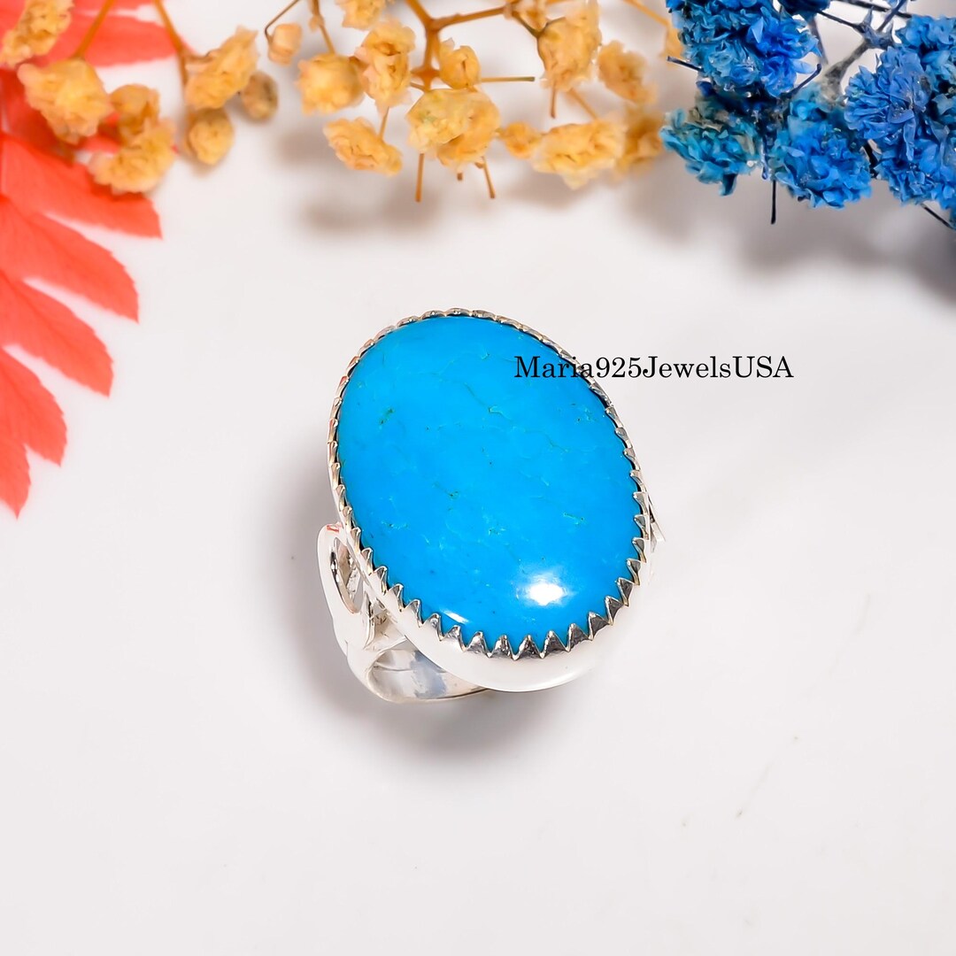 Sleeping Beauty Turquoise Ring, 925 Sterling Silver Moon Band, Handmade ...