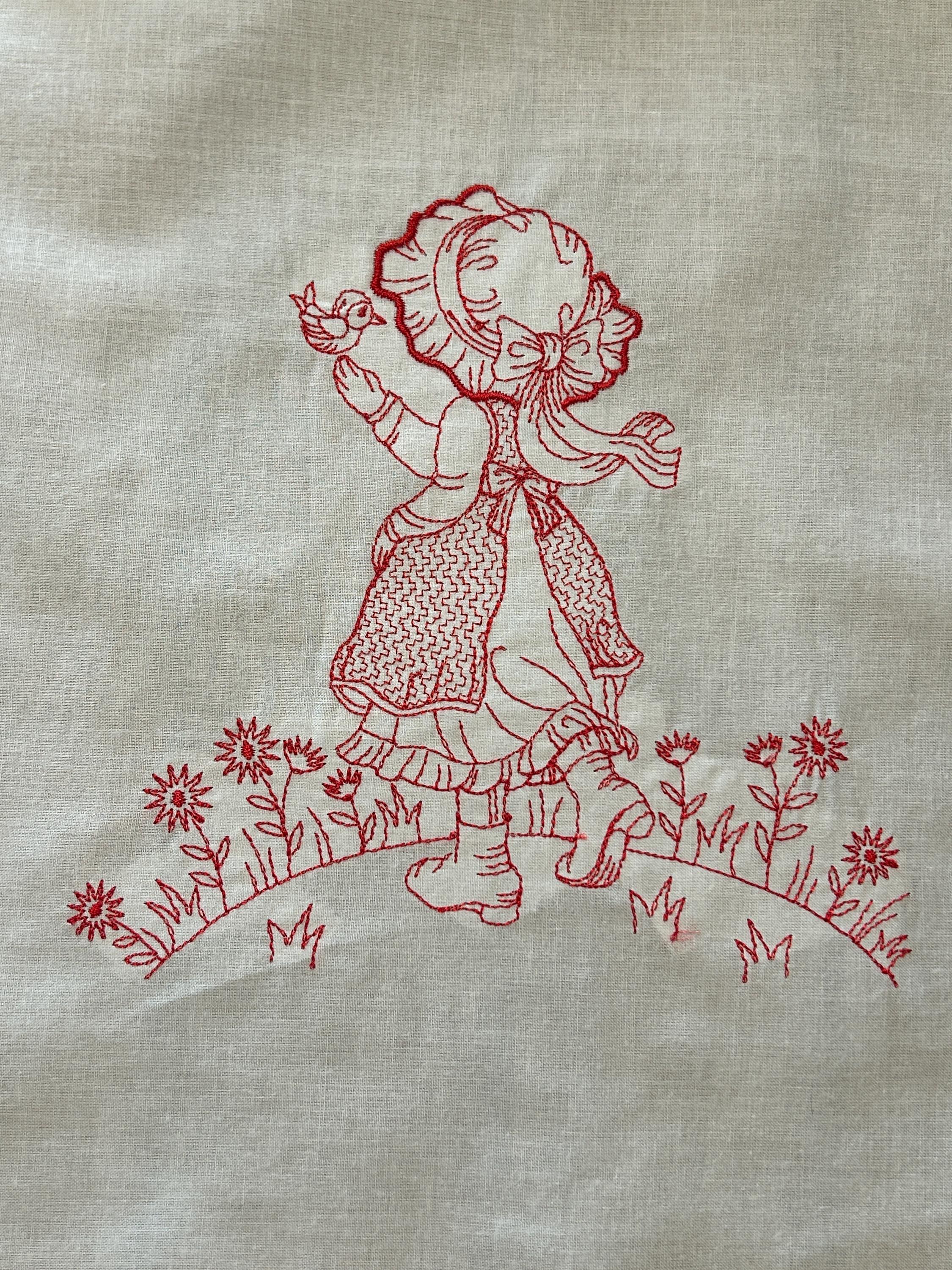 Redwork Blocks Vintage Sunbonnet Sue Redwork Blocks: Machine Embroidered Quilt Squares ...