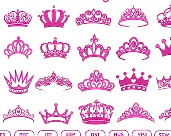 Crown Embroidery Designs | Royal Queen, King ,Prince and Princess Crowns (11 Sizes) (Instant download)